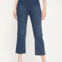 Madame Blue Cotton Straight Fit Solid Jeans-picture-14