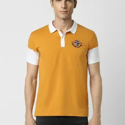 Peter England Yellow Slim Fit Printed Polo T-Shirt image 1