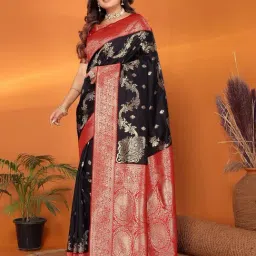 Elora Black Woven Design Saree With Unstitched Blouse-picture-11