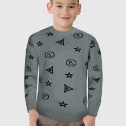Gini & Jony Kids Grey Cotton Printed Full Sleeves Sweater image 3