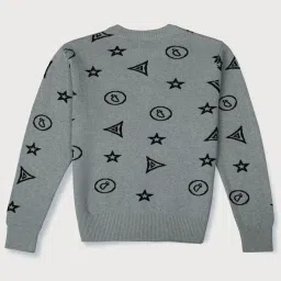Gini & Jony Kids Grey Cotton Printed Full Sleeves Sweater image 2