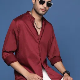 showoffff Showoff Maroon Cotton Slim Fit Shirt image 1