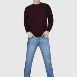 Gini & Jony Kids Maroon Cotton Textured Pattern Full Sleeves Sweater image 3