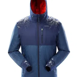 Quechua by Decathlon Asphalt Blue Slim Fit Colour Block Sports Hoodie-picture-36