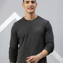 Sporto Charcoal Loose Fit Textured Round Neck Sweatshirt image 1