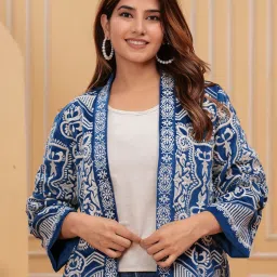 Zolo Label Blue Cotton Regular Fit Jacket image 1