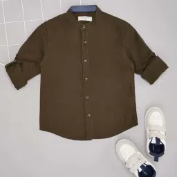 Pantaloons Junior Boys Mineral Green Cotton Solid Full Sleeves Shirts-image-55