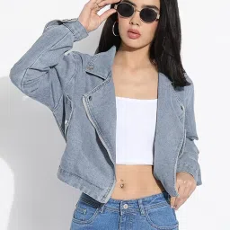 showoffff Showoff Light Blue Regular Fit Jacket image 1