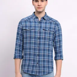 Lee Mid Navy Regular Fit Checks Shirt image 1