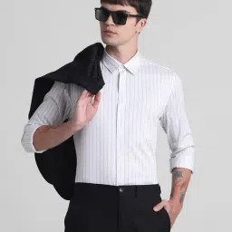 Jack & Jones Brilliant White Cotton Slim Fit Striped Shirt-picture-15