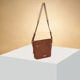 Forever Glam by Pantaloons Tan Solid Medium Shoulder Handbag image 1