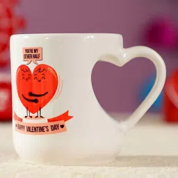 FNP White & Red Ceramic Heart Shaped Mug (325ml) image 1