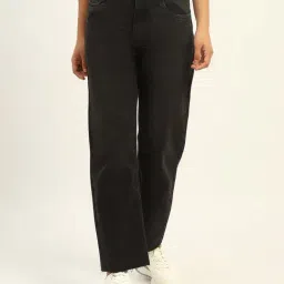Madame Black Cotton Relaxed Fit Solid Jeans-image-68