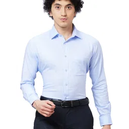 Raymond Light Blue Slim Fit Self Design Shirt image 1