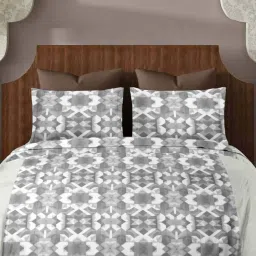 Ariana SORRENTO Grey Cotton 144 TC Double Size Bedsheet With 2 Pillow Covers image 1