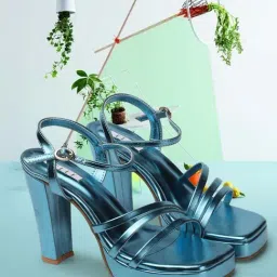 Elle Women's Metallic Blue Ankle Strap Sandals-image-98