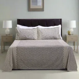 Shahenaz Grey 120 TC Cotton Rahat Double Bedsheet with 2 Pillow Covers image 1