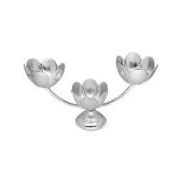 Sri Jagdamba Pearls 0.8 Silver Floral 3 Diya Stand-picture-35