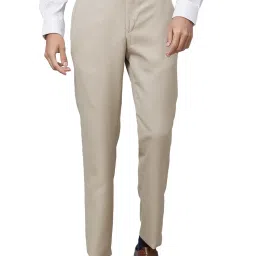 Park Avenue Beige Smart Fit Texture Trousers image 1