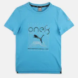 Puma Kids Blue Cotton Printed T-Shirt-image-59