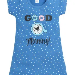 Todd N Teen Kids Blue & White Cotton Printed Nighty-picture-23