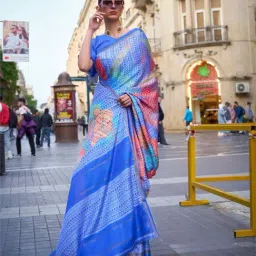 Odette Blue Printed Saree-image-52