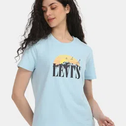 Levi's Light Blue Cotton Relaxed Fit Graphic Top image 1
