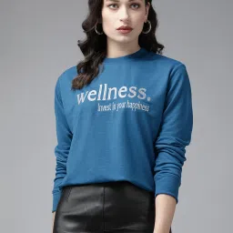 KASSUALLY Blue Cotton Graphic Print Sweatshirt image 1