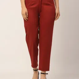 Rigo Maroon Regular Fit Flat Front Trousers image 1
