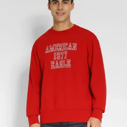American Eagle Red Regular Fit Printed Sweatshirt image 1