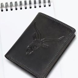 SASSORA Black ARLO Textured Small Leather Bi-Fold Wallet-picture-0