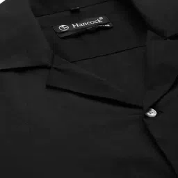 Hancock Black Cotton Relaxed Fit Solid Shirts image 5