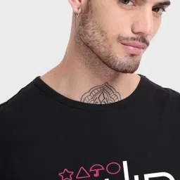 Bewakoof Men's Jet Black Squid Game Graphic Printed Oversized Vest image 5