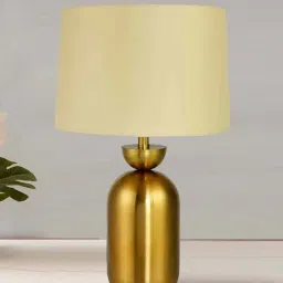 @home Nilkamal Gold Metal Metalia Oval Shaped Table Lamp image 1
