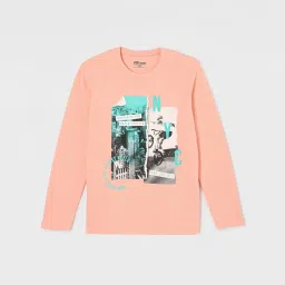 Fame Forever by Lifestyle Boys Peach Cotton Graphic T-Shirt image 1