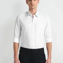 Arrow White Cotton Slim Fit Self Pattern Shirt-image-51