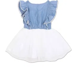 U.S. Polo Assn. Kids Blue & White Color Block Fit & Flare Dress image 2