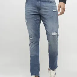 Produkt By Jack & Jones Sky Blue Slim Fit Distressed Jeans-picture-36
