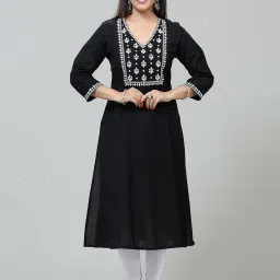 Cotton Culture Black Embroidered Kurta image 1