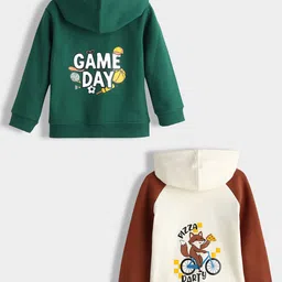 Orange Sugar Unisex Kids Printed Hooded Sweatshirt image 2