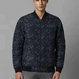 Louis Philippe Navy Regular Fit Printed Bomber Jacket image 1