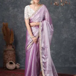 Satrani Purple Saree With Unstitched Blouse-image-56
