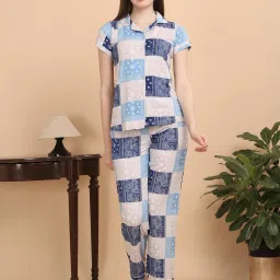 Sweet Dreams Blue Polyester Regular Fit Pyjama Set image 1