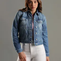 TOMMY HILFIGER Denim Medium Regular Fit Cotton Spread Collar Denim Jacket-picture-17