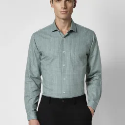 Peter England Green Slim Fit Checks Shirt image 1