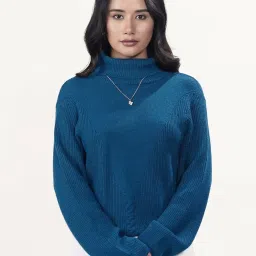 Zink London Blue Solid Sweater image 1