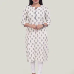 Cotton Culture Off White Printed Kurta image 1