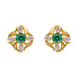 C. Krishniah Chetty Group Gold Verdant Bloom Cubic Zirconia Earrings image 1