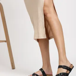 Truffle Collection Women's BlackFootbed Flats image 1