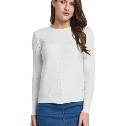 METTLE White Solid Regular Fit Pullover image 1